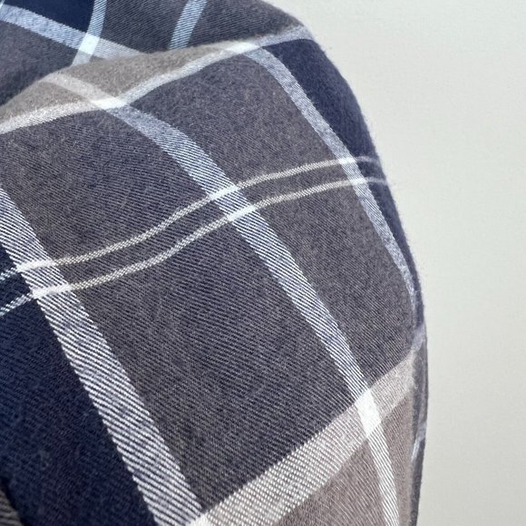 Garnet Hill Flannel Tunic Button Up Shirt 16 Gray Plaid Organic Cotton - Picture 7 of 10